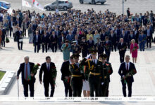 Photo of Keeping memory alive. Flower ceremony at Minsk Hero City Monument